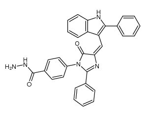 4-[4,5-Dihydro-5-oxo-2-phenyl-4-[(2-phenyl-1H-indol-3-yl)methylene]-1H-imidazol-1-yl]benzoic acid hydrazide Structure