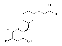 (R)-8-(((2R,3R,5R,6S)-3,5-dihydroxy-6-methyltetrahydro-2H-pyran-2-yl)oxy)nonanoic acid结构式