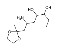 6-amino-7-(2-methyl-1,3-dioxolan-2-yl)heptane-3,4-diol结构式