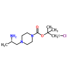 2-Methyl-2-propanyl 4-[(2S)-2-aminopropyl]-1-piperazinecarboxylate hydrochloride (1:1)结构式