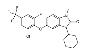 5-<(2-chloro-α,α,α,6-tetrafluoro-p-tolyl)oxy>-3-cyclohexyl-1-methylindolin-2-one结构式