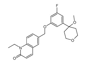 1-ethyl-6-[[3-fluoro-5-(4-methoxyoxan-4-yl)phenoxy]methyl]quinolin-2-one structure