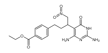 4-[3-(2,4-diamino-6-oxo-1,6-dihydropyrimidin-5-yl)-4-nitrobutyl]benzoic acid ethyl ester Structure