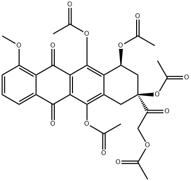 (8S)-6,8α,10α,11-Tetraacetoxy-8-acetoxyacetyl-7,8,9,10-tetrahydro-1-methoxy-5,12-naphthacenedione picture