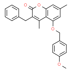 3-benzyl-5-[(4-methoxyphenyl)methoxy]-4,7-dimethylchromen-2-one结构式