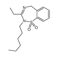 3-ethyl-2-hexyl-5H-1λ6,2,4-benzothiadiazepine 1,1-dioxide结构式