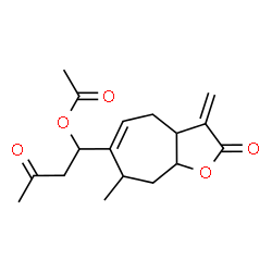 6-(1-Acetoxy-3-oxobutyl)-3,3a,4,7,8,8a-hexahydro-7-methyl-3-methylene-2H-cyclohepta[b]furan-2-one结构式