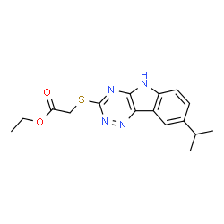 Acetic acid, [[8-(1-methylethyl)-2H-1,2,4-triazino[5,6-b]indol-3-yl]thio]-, ethyl ester (9CI)结构式