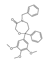 4-benzyl-7-phenyl-7-(3,4,5-trimethoxy-phenyl)-[1,4]oxazepan-3-one结构式