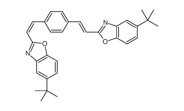 5-叔丁基-2-(2-(4-(2-(5-叔丁基苯并恶唑-2-基)乙烯基)苯基)乙烯基)苯并恶唑结构式