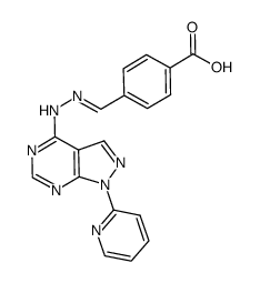 4-{(E)-[(1-pyridin-2-yl-1H-pyrazolo[3,4-d]pyrimidin-4-yl)hydrazono]methyl}benzoic acid Structure