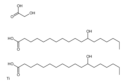[hydroxyacetato(2-)-O1,O2]bis(12-hydroxyoctadecanoato-O1)titanium结构式