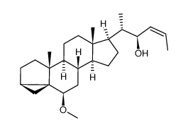 (22S,23Z)-6β-methoxy-26,27-bisnor-3α,5-cyclo-5α-cholest-23-en-22-ol结构式