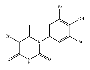 2,4(1H,3H)-Pyrimidinedione, 5-bromo-1-(3,5-dibromo-4-hydroxyphenyl)dihydro-6-methyl- Structure