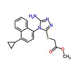 Acetic acid, 2-[[5-amino-4-(4-cyclopropyl-1-naphthalenyl)-4H-1,2,4-triazol-3-yl]thio]-, methyl ester picture