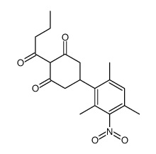 2-butanoyl-5-(2,4,6-trimethyl-3-nitrophenyl)cyclohexane-1,3-dione结构式