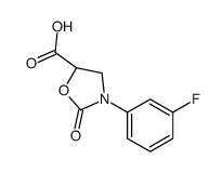 (5S)-3-(3-fluorophenyl)-2-oxo-1,3-oxazolidine-5-carboxylic acid结构式