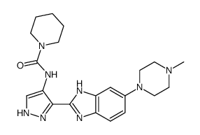 N-{3-[6-(4-methylpiperazin-1-yl)-1H-benzimidazol-2-yl]-1H-pyrazol-4-yl}piperidine-1-carboxamide结构式