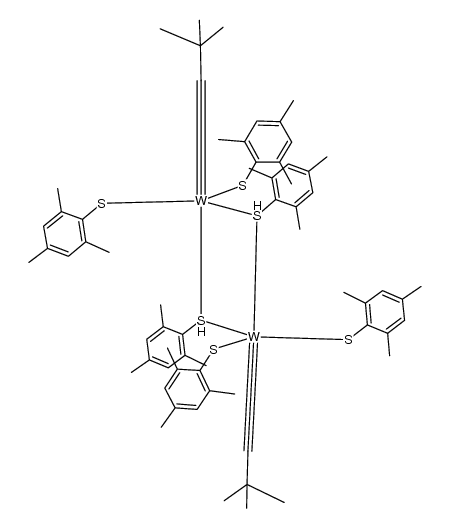 {tungsten(C-t-Bu)(2,4,6-trimethylbenzenethiolate)3}2 Structure