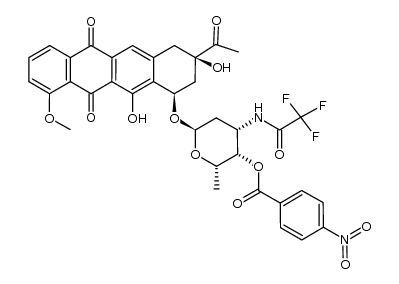 (-)-4'-O-p-nitrobenzoyl-3'-N-trifluoroacetyl-7,9-bis-epi-11-deoxydaunomycin结构式