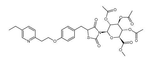 3-((2R,3R,4S,5S,6S)-3,4,5-triacetoxy-6-methoxycarbonyl-tetrahydropyran-2-yl)-5-{4-[2-(5-ethyl-2-pyridinyl)ethoxy]benzyl}-thiazolidine-2,4-dione Structure