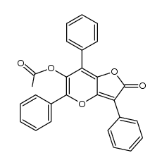 2-oxo-3,5,7-triphenyl-2H-furo[3,2-b]pyran-6-yl acetate结构式
