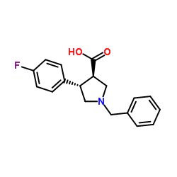 3-Pyrrolidinecarboxylic acid, 4-(4-fluorophenyl)-1-(phenylmethyl)-, (3R,4S)-结构式