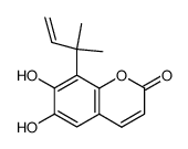 8-(1,1-Dimethyl-2-propenyl)-6,7-dihydroxy-2H-1-benzopyran-2-one Structure