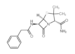 (2S,5R,6R)-3,3-dimethyl-7-oxo-6-[(2-phenylacetyl)amino]-4-thia-1-azabicyclo[3.2.0]heptane-2-carboxamide Structure