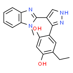 4-ethyl-6-[4-(1-methyl-1H-benzimidazol-2-yl)-1H-pyrazol-5-yl]benzene-1,3-diol结构式