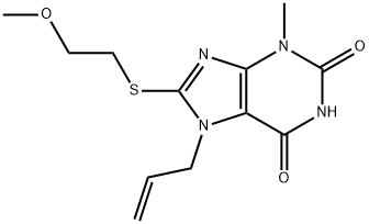 7-allyl-8-((2-methoxyethyl)thio)-3-methyl-3,7-dihydro-1H-purine-2,6-dione Structure