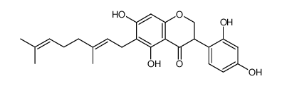 3-(2,4-Dihydroxyphenyl)-6-(3,7-dimethyl-2,6-octadienyl)-2,3-dihydro-5,7-dihydroxy-4H-1-benzopyran-4-one结构式