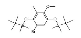 1-Bromo-2,5-bis-(tert-butyl-dimethyl-silanyloxy)-4-methoxy-3-methyl-benzene结构式