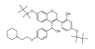 2-(4-(hydroxy-(4-(2-(piperidin-1-yl)ethoxy)phenyl)methyl))-7-(tert-butyldimethylsilyloxy-2H-chromen-3-yl)-5-(tertbutyldimethylsilyloxy)phenol Structure