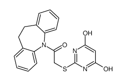 2-[2-(5,6-dihydrobenzo[b][1]benzazepin-11-yl)-2-oxoethyl]sulfanyl-4-hydroxy-1H-pyrimidin-6-one结构式