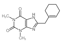 8-(1-cyclohexenylmethyl)-1,3-dimethyl-7H-purine-2,6-dione结构式