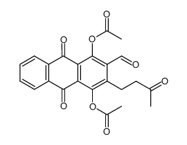 2-formyl-9,10-dioxo-3-(3-oxobutyl)-9,10-dihydroanthracene-1,4-diyl diacetate结构式