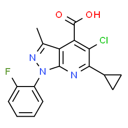 5-Chloro-6-cyclopropyl-1-(2-fluorophenyl)-3-methyl-1H-pyrazolo[3,4-b]pyridine-4-carboxylic acid结构式