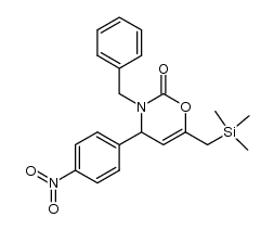 3-Benzyl-4-(4-nitrophenyl)-6-(trimethylsilylmethyl)-3,4-dihydro-2H-1,3-oxazin-2-one Structure