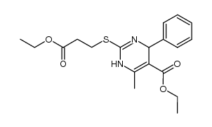 2-(2-ethoxycarbonylethyl)thio-6-methyl-4-phenyl-1,4-dihydropyrimidine-5-carboxylic acid ethyl ester结构式