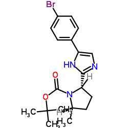 2-Methyl-2-propanyl (2S,5S)-2-[4-(4-bromophenyl)-1H-imidazol-2-yl]-5-methyl-1-pyrrolidinecarboxylate Structure