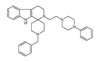 2-(2-(1-phenyl-4-piperazynyl)ethyl)-1,2,3,4-tetrahydro-beta-carboline-1-spiro-4'-N'-benzylpiperidine structure