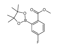 4-氟-2-(4,4,5,5-四甲基-1,3,2-二氧杂硼杂环戊烷-2-基)苯甲酸甲酯结构式