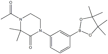 4-acetyl-3,3-dimethyl-1-(3-(4,4,5,5-tetramethyl-1,3,2-dioxaborolan-2-yl)phenyl)piperazin-2-one Structure