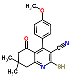 2-MERCAPTO-4-(4-METHOXYPHENYL)-7,7-DIMETHYL-5-OXO-5,6,7,8-TETRAHYDROQUINOLINE-3-CARBONITRILE结构式