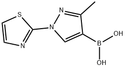 3-Methyl-1-(thiazol-2-yl)pyrazole-4-boronic acid structure