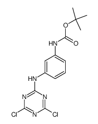 2-([3-tert-butoxycarbonylaminophenyl]amino)-4,6-dichloro[1,3,5]triazine结构式