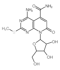 5-amino-10-[3,4-dihydroxy-5-(hydroxymethyl)oxolan-2-yl]-3-methylsulfanyl-9-oxo-2,4,10-triazabicyclo[4.4.0]deca-1,3,5,7-tetraene-7-carboxamide结构式