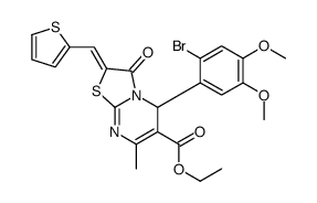 ethyl (2Z)-5-(2-bromo-4,5-dimethoxyphenyl)-7-methyl-3-oxo-2-(thiophen-2-ylmethylidene)-5H-[1,3]thiazolo[3,2-a]pyrimidine-6-carboxylate Structure