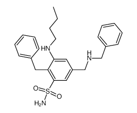 2-Benzyl-5-(benzylamino-methyl)-3-butylamino-benzenesulfonamide结构式